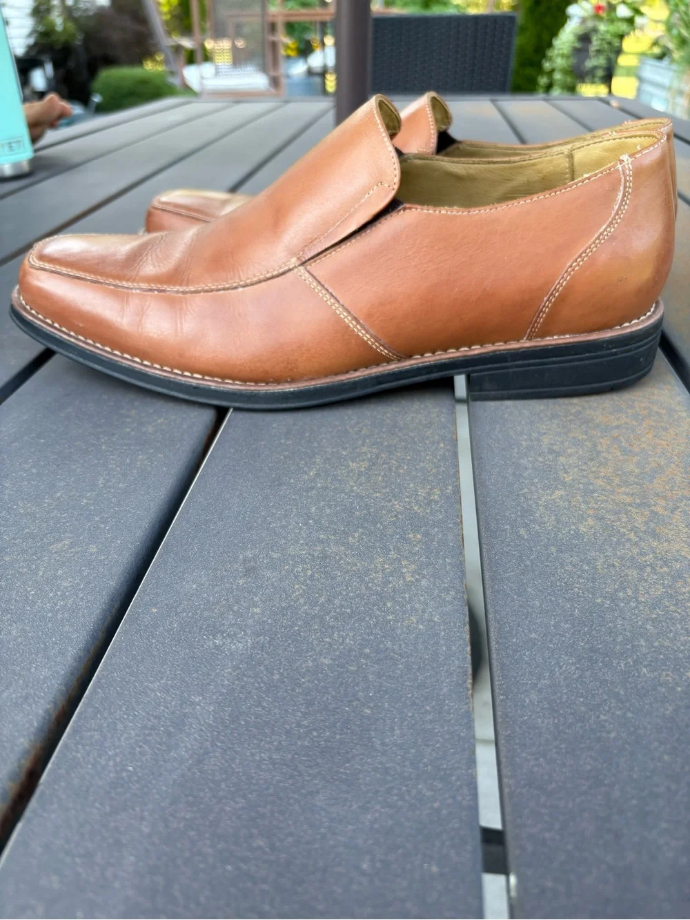 American Classic by DeLarentis Men's Tan Leather Slip-On Dress Shoes-size 11